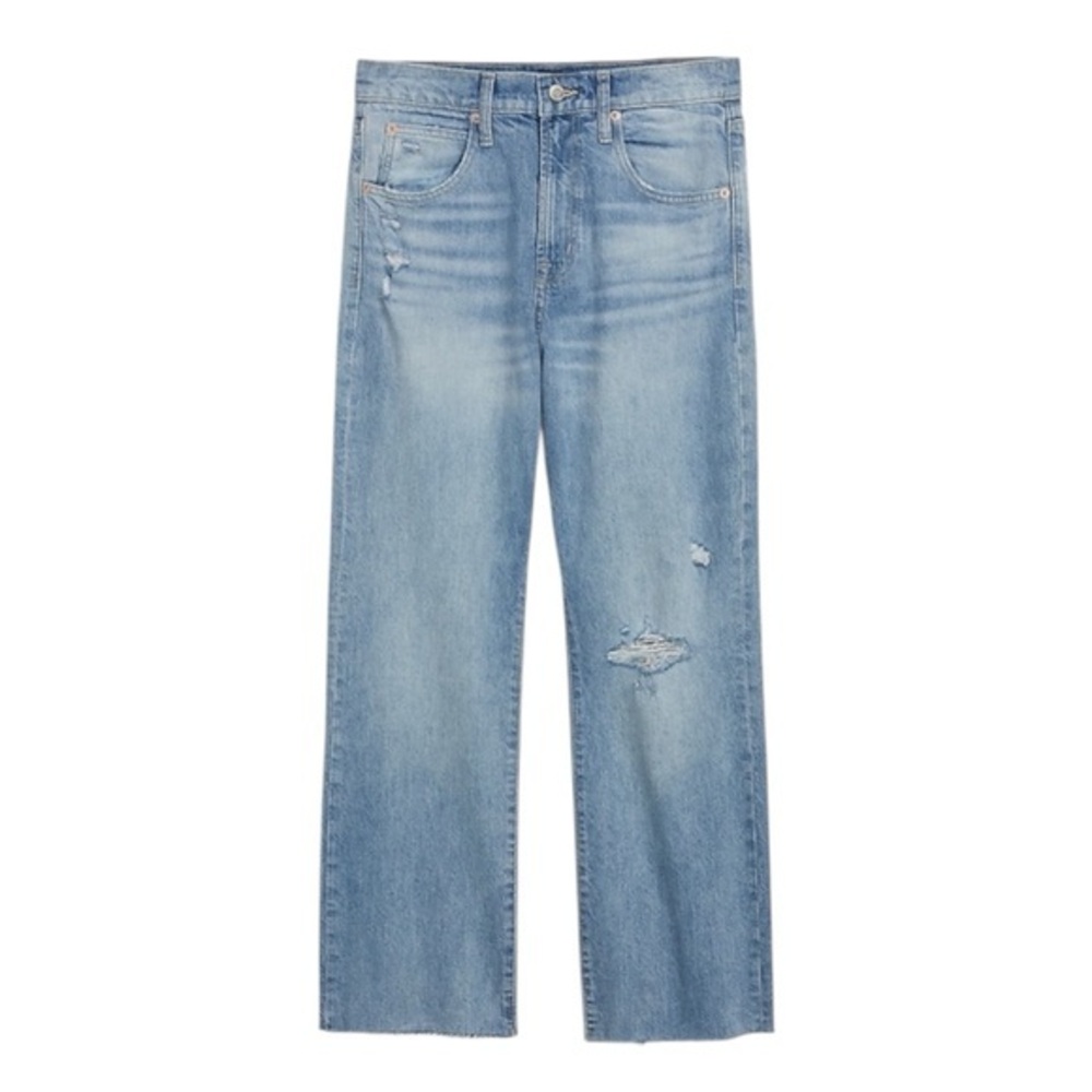 GAP High-Rise Destructed Crop Ankle Flare Jeans Blue 26 EUC